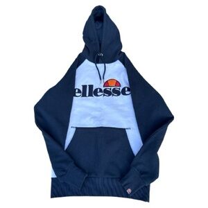 Ellesse Navy White Colorblock Logo Hoodie